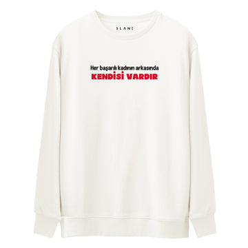 Her Başarılı Kadının Arkasında Kendisi Vardır - Premium Sweatshirt